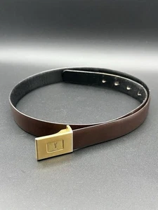 Vintage YSL Solid Brass Buckle Reversible Brown And Black Belt - Size 32/34 - Picture 1 of 11