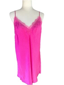 Vintage Victorias Secret Black Label Nightie Night Gown Pink Dot Slip Dress XL - Imagen 1 de 7