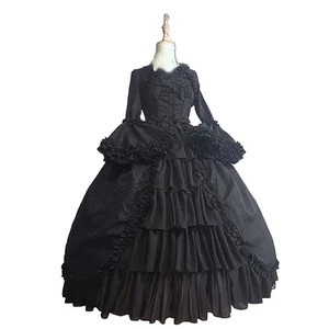 Women Elegant Lolita Costume Dress Square Neck Tight Waist for Parties - Picture 1 of 20