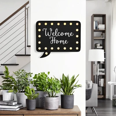 Light Up Speech Bubble Box LED Memo Board Rewritable Message Sign Wall Décor - Image 1 of 4