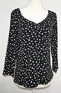 Emma James Top Bluse Gr. M schwarz-weiß gepunktet Rundhals Langarm - Bild 1 von 12