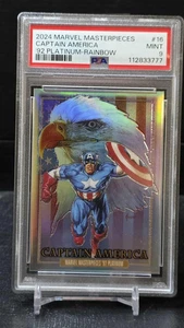 2024 UPPER DECK MARVEL MASTERPIECES '92 PLATINUM CAPTAIN AMERICA RAINBOW PSA 9 - Picture 1 of 2