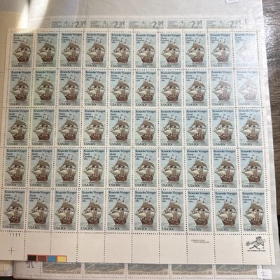 Scott 2093 Roanoke Voyages (1984) sheet of 50/20¢ stamps - Image 1 of 4