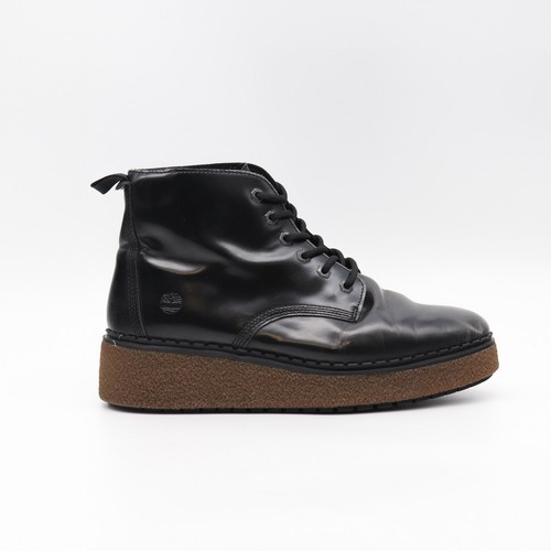 Timberland stivali casual da donna in pelle nera scarpe alla caviglia stringate UK 6 5