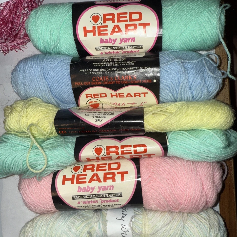 Vintage Red Heart Yarn BABY YARN WINTUK - acrylic fiber yarn made in USA - Image 1 of 1