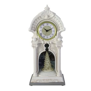 Reloj LED Musical Navidad Romano 14" Blanco Cerámica con Árbol Giratorio - Imagen 1 de 3