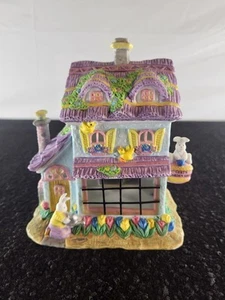 Casa de pueblo de Pascua vintage diorama cerámica 6x5,5" C8129 - Imagen 1 de 5