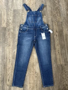 NEW Wallflower Overalls Sz Large Blue Crop Jeans Denim Pants Farmer Bib 33x26 - Picture 1 of 11