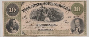 1861 10 $ State of South Carolina Stück - ungradiert/kreuzgestempelt - Bild 1 von 2