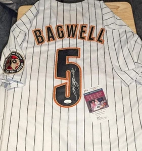 HOF ! JEFF BAGWELL SIGNED HOUSTON ASTROS THROWBACK JERSEY XL WITH JSA ++ - Picture 1 of 4