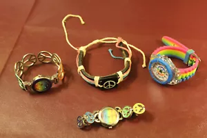 Lot of 4 Peace Sign Jewelry Items Pride Watch Bracelet etc - Picture 1 of 13