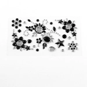 Pegatina de sello de joyería de cristal plástico negro de diseño floral para teléfono celular MP4 - Imagen 1 de 1