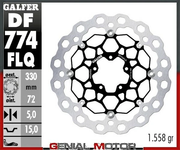 Disco de freno delantero Galfer CUBIQ FLOTANTE (C. ACERO) 330x5 mm DUCATI 1198 R SP 2009 Foto 1 de 1