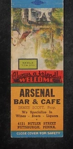 Arsenal Bar & Café James Scott 4121 Butler Street Central Lawrenceville Pensilvania Años 40 - Imagen 1 de 2