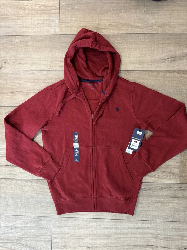 Nuevo Polo Hombre EE. UU. ASSN. Sudadera con Capucha Cremallera Completa Roja S Pequeña Nueva con Etiquetas Chaqueta Polar Suéter Foto 1 de 4