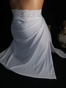 Vtg Silky Wedding Slip Half Slip Lace Slip Pin Up Slit Chantilly lace Waist Slip - Picture 1 of 6
