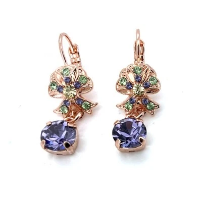 Pendientes Mariana Fab Bow en Terciopelo Púrpura y Peridoto Cristales Austriacos My Trea... Foto 1 de 3