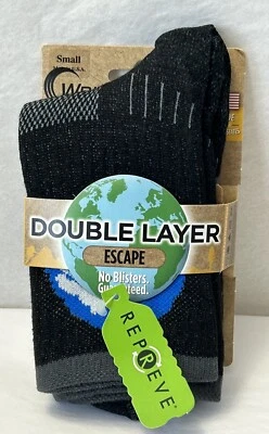 New Wrightsock Double Layer Escape Crew BLACK No Blisters Women 4-6 SMALL (W16) - Image 1 of 4