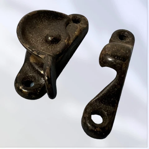 Antique Cast Iron Window Sash Lock Latch With Keeper Cover