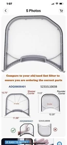 ADQ56656401 Lint Filter Compatible with LG Dryer AP4457244, PS3531962 - Picture 1 of 4
