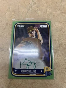 ROBBY SNELLING 2024 ONYX VINTAGE BASEBALL ON CARD AUTO GREEN 37/50 - Picture 1 of 2