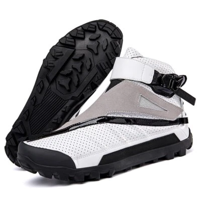 Botas de Motocicleta Hombres Cuero de Vaca Carreras Antideslizantes Zapatos de Motociclista Touring Montar Foto 1 de 4