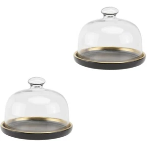 2 Sets Stand Glasabdeckung Mit Tablett Lebensmittelabdeckungsglas - Bild 1 von 12
