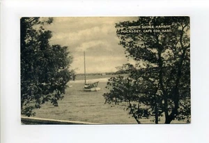 Cape Cod MA Mass Pocasset North Shore Harbor, velero, postal vintage 1950 - Imagen 1 de 2