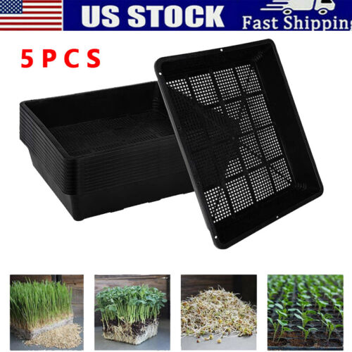 5x Seed Starter Trays Garden Growing Trays with Drain Holes Plant Trays Nursery