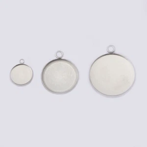 20PCS Stainless Steel Pendants DIY Round Cabochon Blanks Bezel Base Tray 12-25mm - Picture 1 of 9