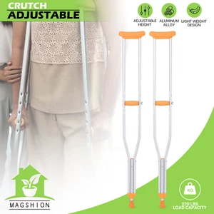 2 PCS Crutches Durable Non-Slip Adjustable Height Cane Aluminum Alloy Walk Stick - Picture 1 of 10