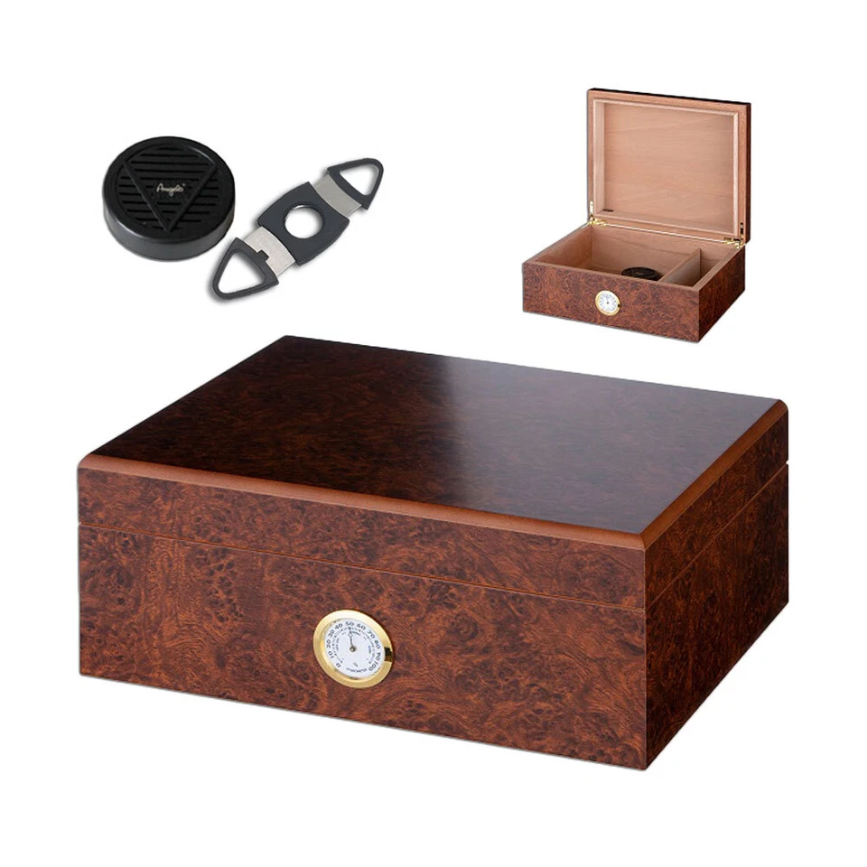 Humidor Set | Wurzelholz Finish | für 20 - 50 Zigarren | Schneider Befeuchter - Bild 1 von 1
