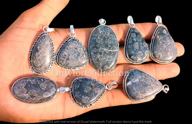 Antique Marcasite Gemstone 925 Sterling Silver Plated Handmade Pendant 5Pcs Lot - Image 1 of 4