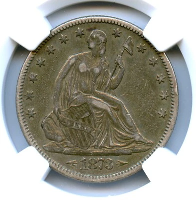 1873 Small Arrows Liberty Seated Half Dollar, NGC XF45 - Image 1 of 3