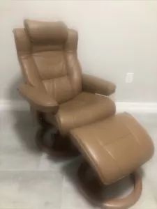 Fjords Leather Recliner Chair And Ottoman - Picture 1 of 5