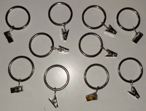 10 Pcs 1.5" Metal Curtain Rings With Clips Chrome Silver Hang Pictures Crafts - Picture 1 of 3
