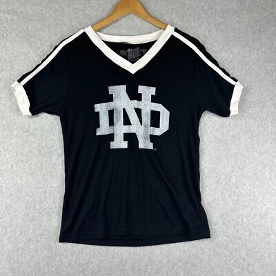 Camiseta Notre Dame Fighting Irish Retro Marca Mujer Negra Blanca Manga Corta (S) Foto 1 de 4