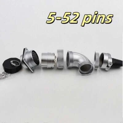 5~52 Pins Metal Cable Elbow Connector CouplingsWS40 Bent Aviation Plugs Sockets - Image 1 of 4