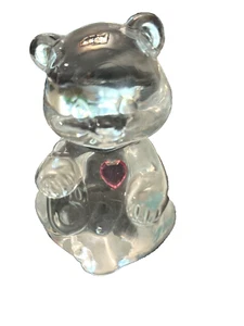 Figura Oso Fenton Vidrio Transparente Rosa Corazón Pisapapeles De Colección Octubre - Imagen 1 de 12