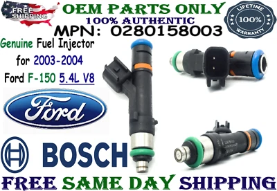 #0280158003 Genuine BOSCH 1 Set Fuel Injector for 2003 Ford F-150 Lariat 5.4L V8 - Imagem 1 de 2