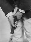 English batsman Jack Hobbs gripping his cricket bat 1930s Old Photo