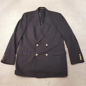 M&S Mens Jacket 42L Navy Double Breasted Blazer Gold Button Naval Nautical VTG - Picture 1 of 14