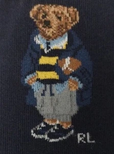 Big Boys Size 8-9.5 Ralph Lauren POLO FOOTBALL BEAR Crew Socks , Shoe Size 13-3 - Picture 1 of 5