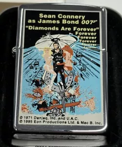 ZIPPO 1996 JAMES BOND 007 DIAMANTI SONO PER SEMPRE PIÙ LEGGERI NON ACCESO IN SCATOLA K622 - Foto 1 di 4