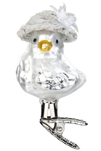 Inge-Glas Clip-On Bird Bird Bride 10124S023 German Glass Ornament in Gift Box - Picture 1 of 2