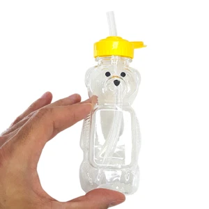 Taza para sorber oso de miel 8 oz con paja sellada y tapa botella anti derrames - Imagen 1 de 3