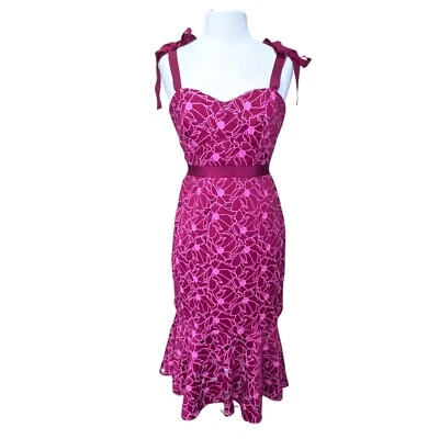 J. Crew Eyelet Midi Dress With Founce Hem Red Womens  6 - Image 1 of 4