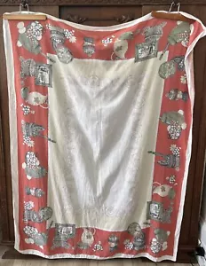 Vintage 90s Printed Linen Tablecloth 52 X 65 - Bild 1 von 6