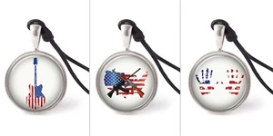 American Flag Various Design Necklace Pendants Pewter Silver Jewelry JNP - Picture 1 of 4