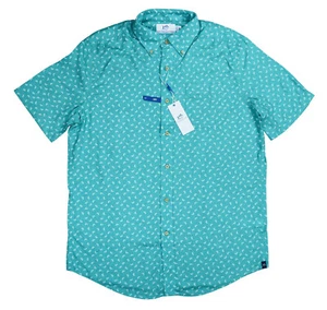 Southern Tide Fish Toss Short Sleeve Linen Blend Men's Button Down Shirt NWT - Picture 1 of 2